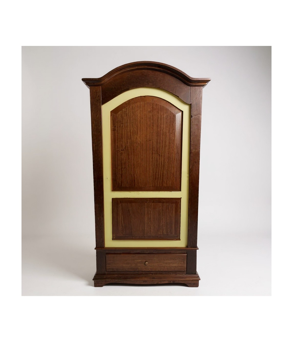 MOBILI 2G - Armadio arte povera 1 porta legno noce foglia oro 96x56x196H vista frontale