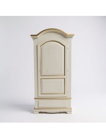 Armadio shabby 1 porta legno bianco anticato filo ocra 96x56x196 vista frontale