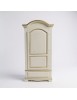 Armadio shabby 1 porta legno bianco anticato filo ocra 96x56x196 vista frontale