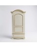 Armadio shabby 1 porta legno bianco anticato filo ocra 96x56x196 vista frontale