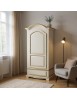 Armadio shabby 1 porta legno bianco anticato filo ocra 96x56x196 vista frontale
