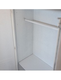 Armadio 3 porte legno bianco anticato filo azzurro decorato 158X56X197 vista frontale