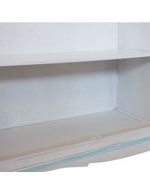 Armadio 3 porte legno bianco anticato filo azzurro decorato 158X56X197 vista frontale