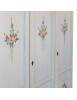 Armadio 3 porte legno bianco anticato filo azzurro decorato 158X56X197 vista frontale