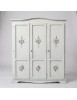Armadio 3 porte legno bianco anticato filo azzurro decorato 158X56X197 vista frontale