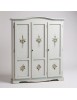 Armadio 3 porte legno bianco anticato filo azzurro decorato 158X56X197 vista frontale