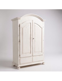 Armadio shabby 2 porte legno bianco anticato 125x61x200 vista frontale