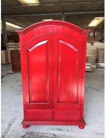 ARMADIO 2 PORTE LEGNO SHABBY ROSSO ANTICATO 125X61X200 vista frontale