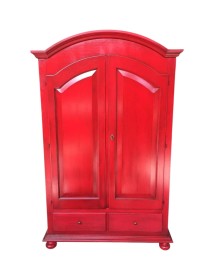 ARMADIO 2 PORTE LEGNO SHABBY ROSSO ANTICATO 125X61X200 vista frontale