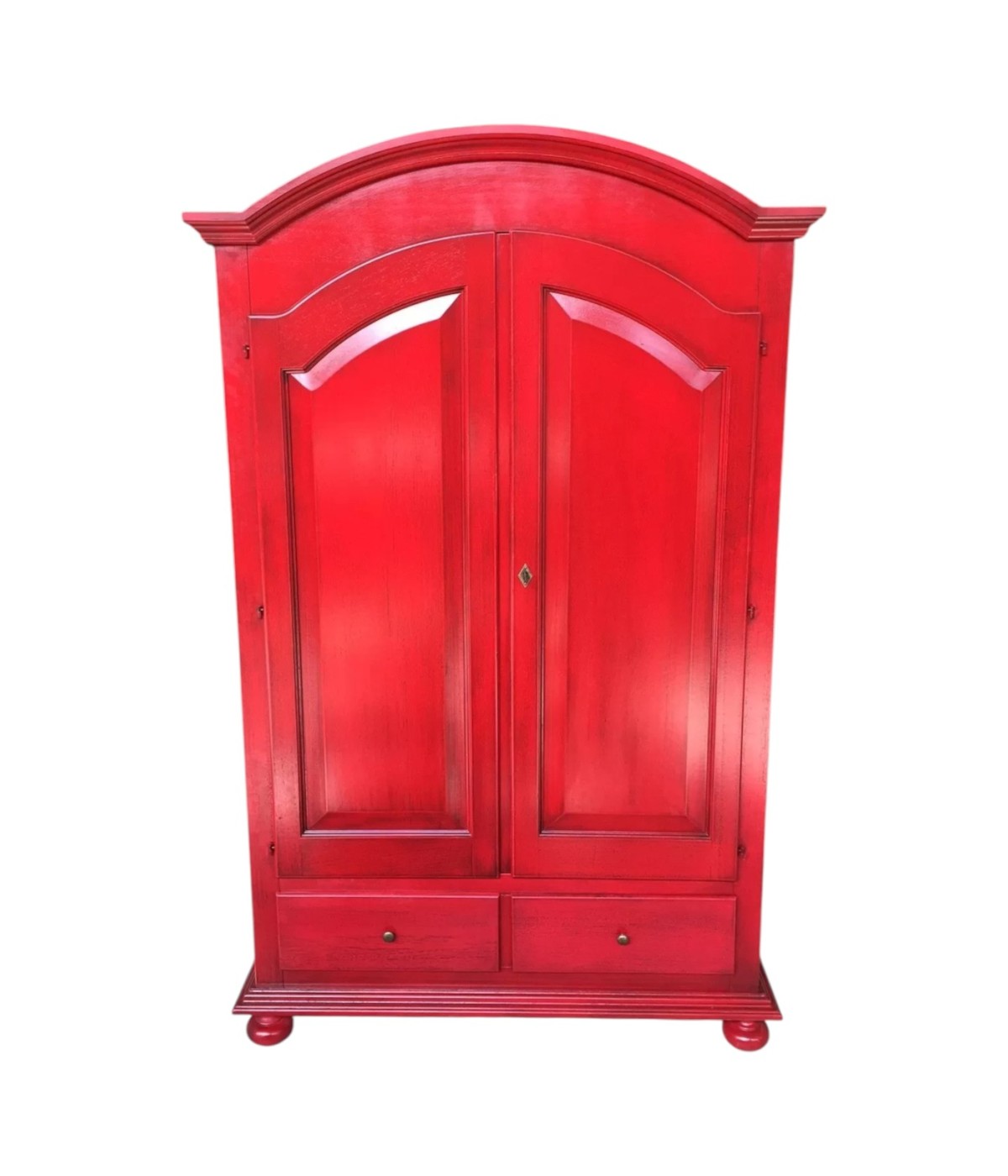 ARMADIO 2 PORTE LEGNO SHABBY ROSSO ANTICATO 125X61X200 vista frontale