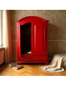 ARMADIO 2 PORTE LEGNO SHABBY ROSSO ANTICATO 125X61X200 vista frontale