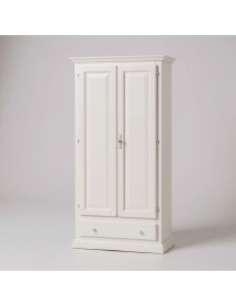 ARMADIO 2 PORTE LEGNO SHABBY BIANCO ANTICATO 90X45X180