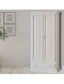 ARMADIO 2 PORTE LEGNO SHABBY BIANCO ANTICATO 90X45X180