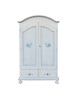 Armadio 2 porte legno shabby bianco anticato filo azzurro pavoncella 125X61X200 VISTA FRONTALE