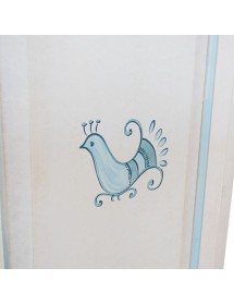Armadio 2 porte legno shabby bianco anticato filo azzurro pavoncella 125X61X200 VISTA FRONTALE