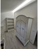 Armadio 2 porte legno shabby bianco anticato filo azzurro pavoncella 125X61X200 VISTA FRONTALE