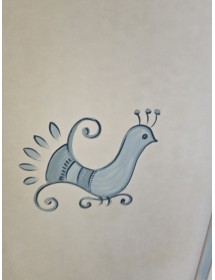 Armadio 2 porte legno shabby bianco anticato filo azzurro pavoncella 125X61X200 VISTA FRONTALE