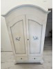 Armadio 2 porte legno shabby bianco anticato filo azzurro pavoncella 125X61X200 VISTA FRONTALE