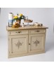 MOBILI 2G - Credenza 2 Ante legno shabby avorio anticato decorato filo oro 105X42X85 VISTA FRONTALE