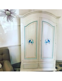 MOBILI 2G - ARMADIO 2 PORTE SHABBY LEGNO BIANCO CONSUMATO 125X61X200