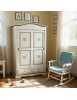 Armadio 2 ante scorrevoli legno shabby bianco anticato pavoncella 122X59X200 VISTA FRONTALE