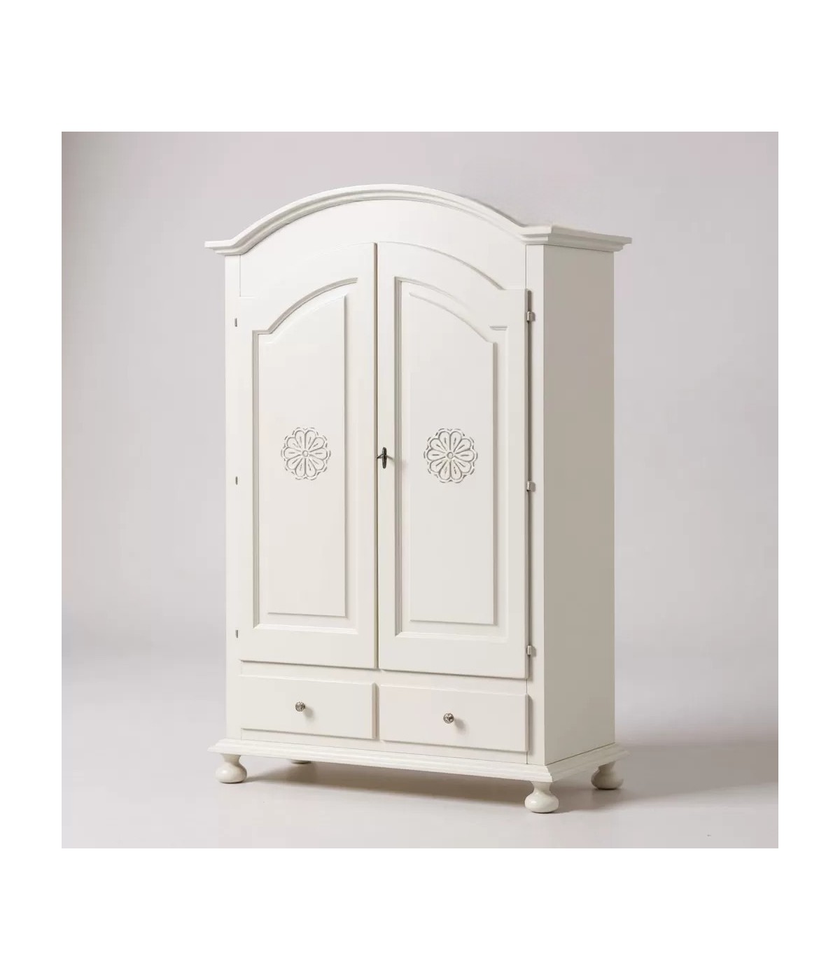 MOBILI 2G - ARMADIO 2 PORTE CLASSICO IN LEGNO BIANCO OPACO 125X61X200