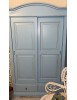 ARMADIO SHABBY 2 ANTE SCORREVOLI LEGNO AZZURRO CONSUMATO 122X59X200 vista frontale