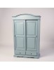 ARMADIO SHABBY 2 ANTE SCORREVOLI LEGNO AZZURRO CONSUMATO 122X59X200 vista frontale