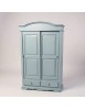 ARMADIO SHABBY 2 ANTE SCORREVOLI LEGNO AZZURRO CONSUMATO 122X59X200 vista frontale