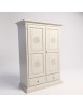 ARMADIO 2 PORTE LEGNO SHABBY BIANCO CON ROSONE 125X61X200 vista frontale
