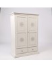 ARMADIO 2 PORTE LEGNO SHABBY BIANCO CON ROSONE 125X61X200 vista frontale