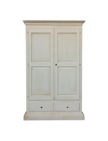 Armadio 2 porte legno shabby avorio anticato 125X61X200 vista frontale