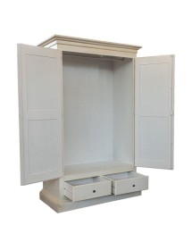 Armadio 2 porte legno shabby avorio anticato 125X61X200 vista frontale