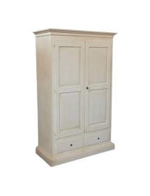 Armadio 2 porte legno shabby avorio anticato 125X61X200 vista frontale