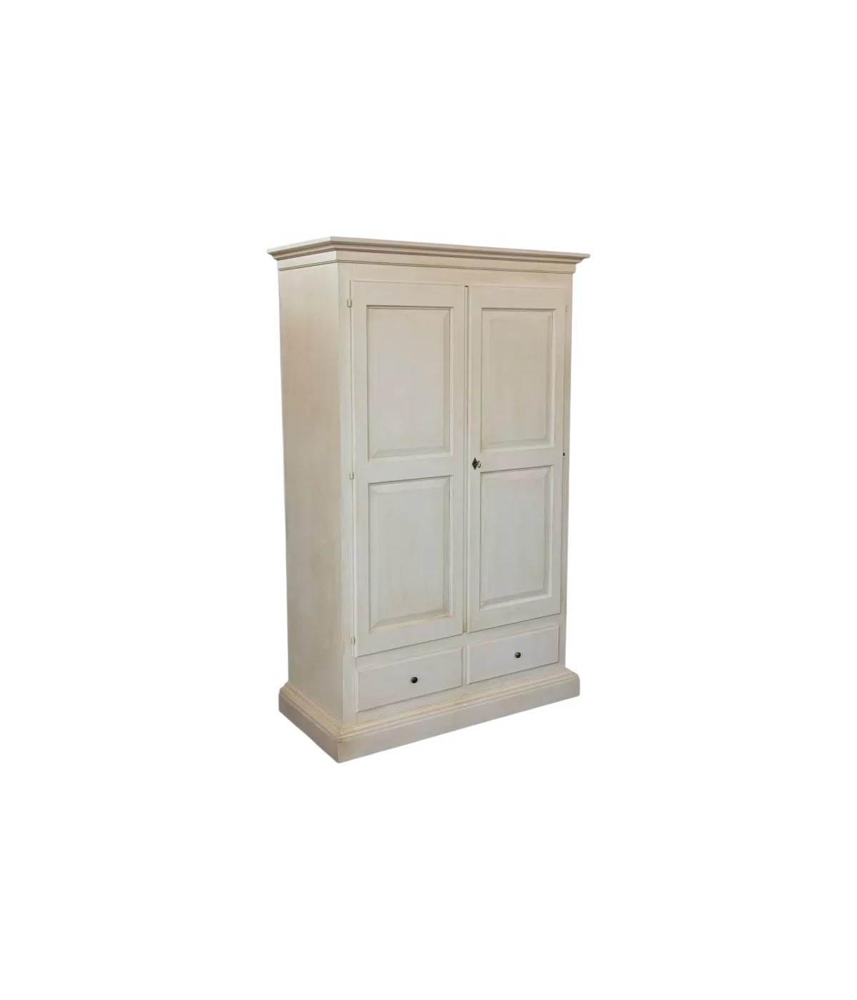 Armadio 2 porte legno shabby avorio anticato 125X61X200 vista frontale
