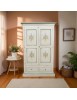 ARMADIO 2 PORTE IN LEGNO SHABBY BIANCO ANTICATO VERDE DECORI 125X61X200 vista frontale