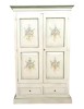 ARMADIO 2 PORTE IN LEGNO SHABBY BIANCO ANTICATO VERDE DECORI 125X61X200 vista frontale