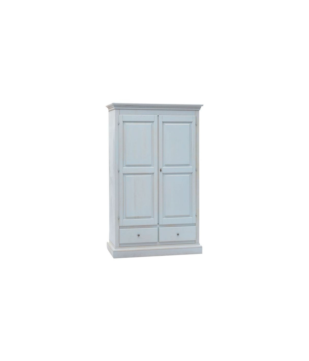 Armadio 2 porte legno shabby azzurro anticato 125X61X200 vista frontale