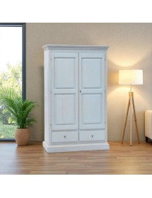 Armadio 2 porte legno shabby azzurro anticato 125X61X200 vista frontale
