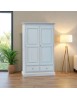 Armadio 2 porte legno shabby azzurro anticato 125X61X200 vista frontale