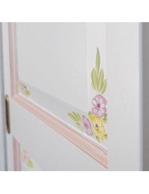 Armadio 2 ante scorrevoli legno shabby bianco decorato filo rosa 122X59X200