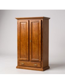 Armadio legno arte povera 2 porte 1 cassetto legno tinta noce 90X45X180 (474)