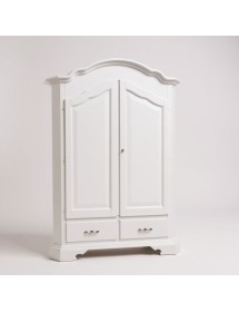 MOBILI 2G - ARMADIO IN LEGNO 2 PORTE SHABBY BIANCO 138X61X200 (471) vista frontale