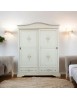 Armadio 2 ante scorrevoli legno shabby bianco anticato decori 180X67X225