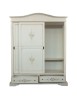 Armadio 2 ante scorrevoli legno shabby bianco anticato decori 180X67X225