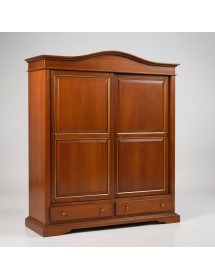 MOBILI 2G - ARMADIO IN LEGNO 2 ANTE SCORREVOLI TINTA NOCE PROFILO ORO L.180 P.67 H.225