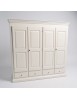 Armadio 4 porte legno shabby bianco anticato 234x61x221 vista frontale
