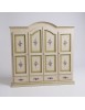 Armadio shabby 4 porte legno avorio anticato decorato filo verde  234X60X230