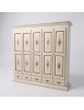 Armadio shabby 5 porte legno bianco anticato decorato filo marrone 254X61X240 VISTA FRONTALE