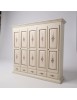 Armadio shabby 5 porte legno bianco anticato decorato filo marrone 254X61X240 VISTA FRONTALE